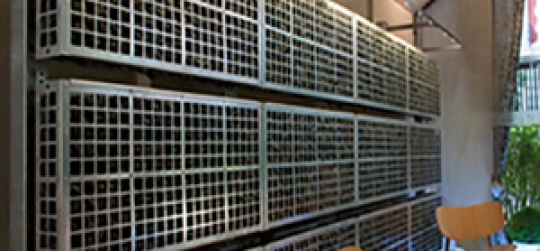 Muros verdes usando cajas de hierro galvanizado